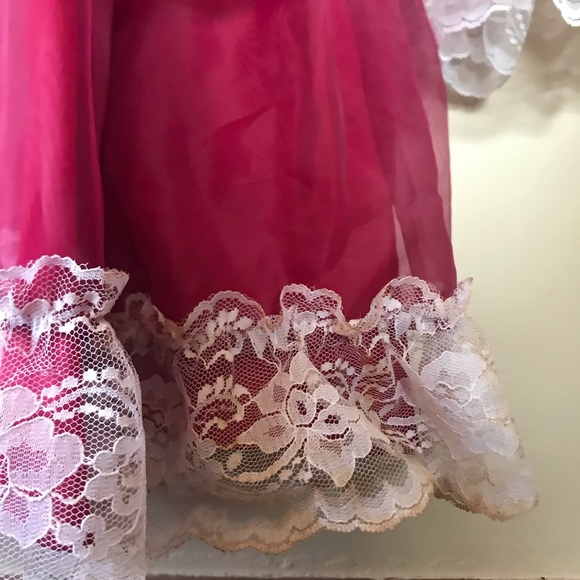 Vintage 70s Victorian Red White Lace Maxi Dress - Picture 7 of 11